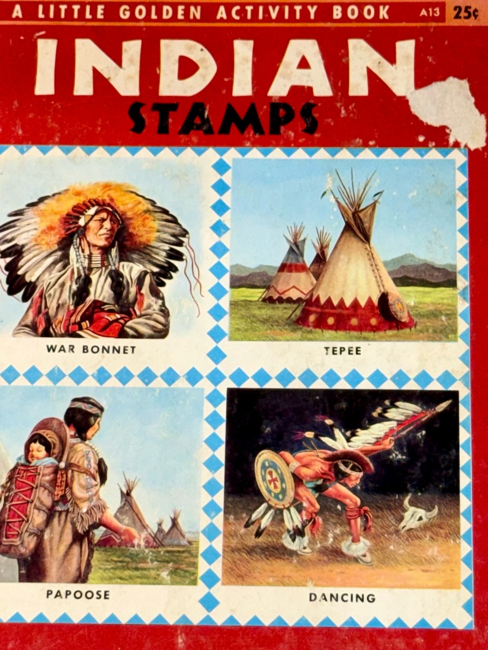 Little Golden Activity Book Indian Stamps Edward Huberman Illustrated 1957